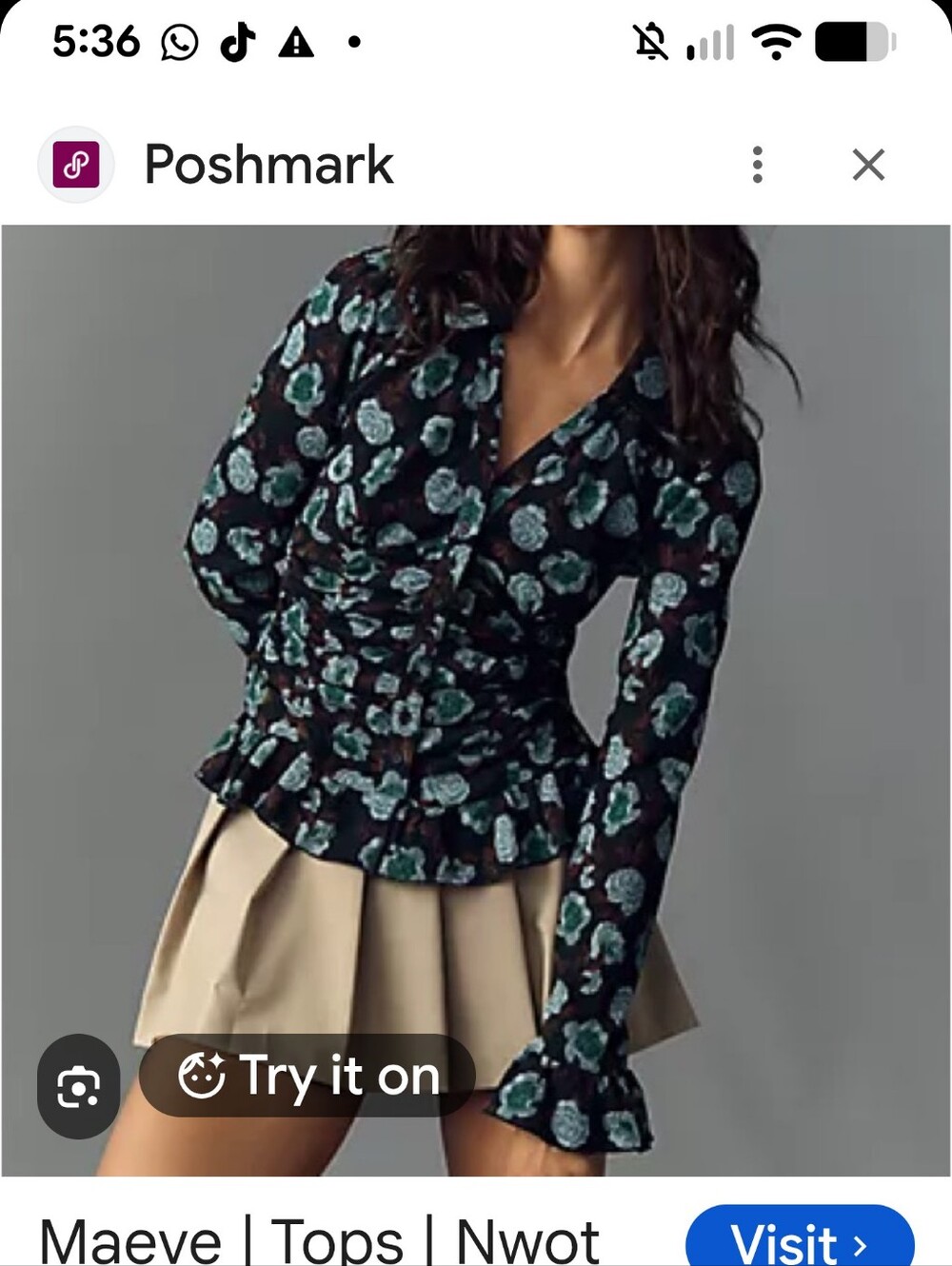 Anthropologie Smocked V-Neck Ruffle Top EUC